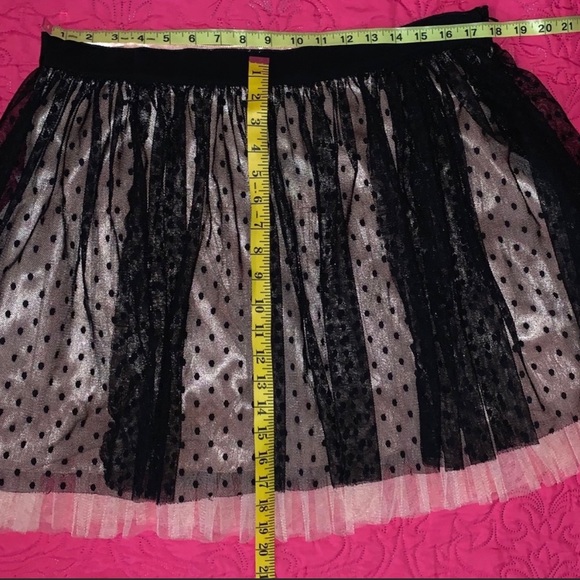 Black Polkadot Lace, Pink Satin, and Tulle Skirt - Picture 4 of 5